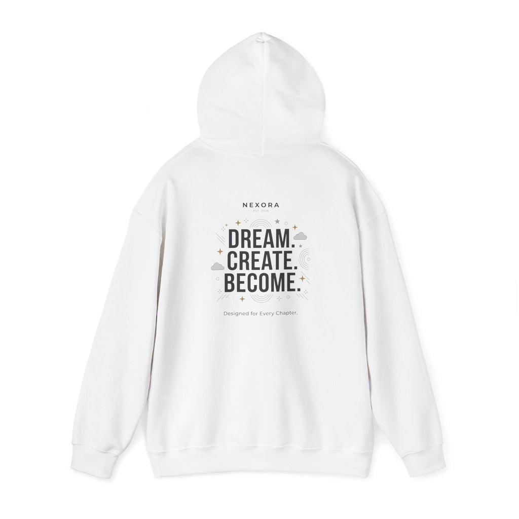Hoodie — "Status: Unbothered" Front + "Dream. Create. Become." Back Graphic Hoodie