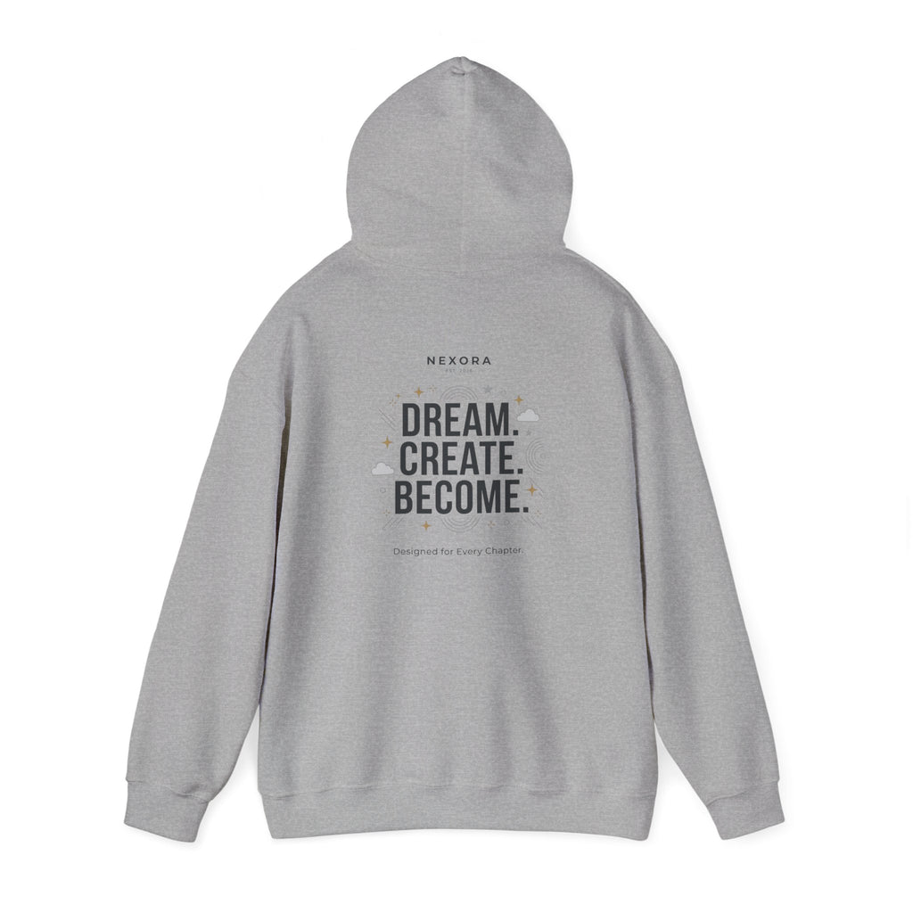 Hoodie — "Status: Unbothered" Front + "Dream. Create. Become." Back Graphic Hoodie