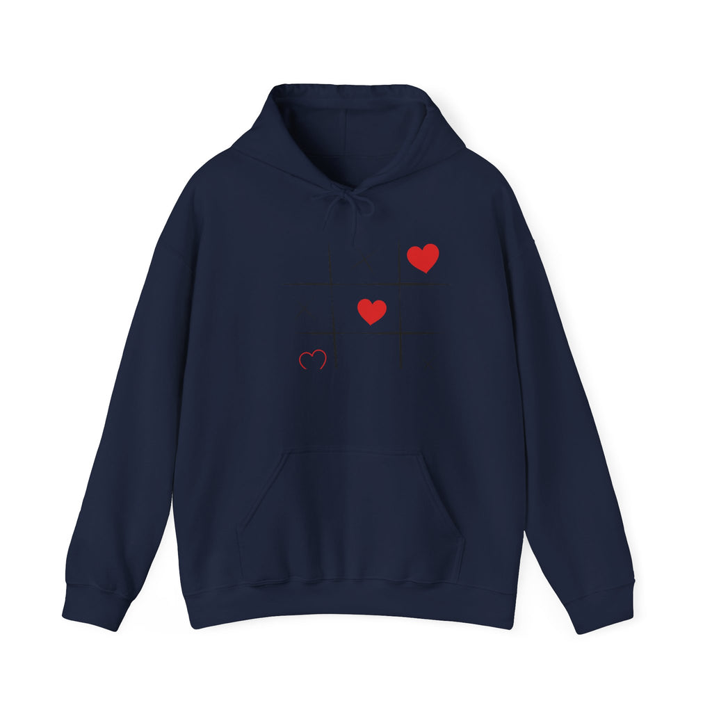 Heart Tic-Tac-Toe Hoodie — Cute Minimal Valentine’s Sweatshirt
