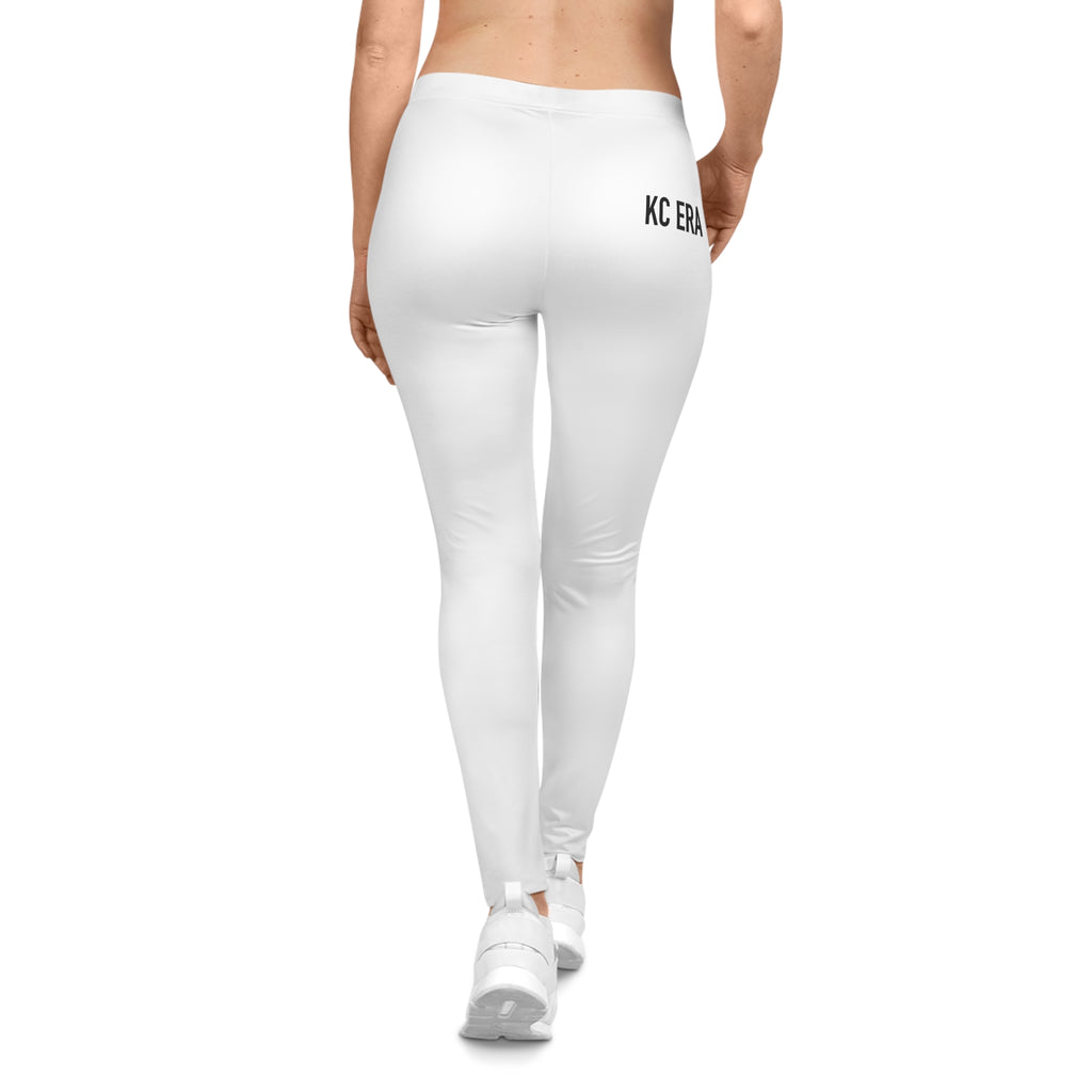 KC ERA Women's Casual Leggings — White All-Over Print Athletic Leggings