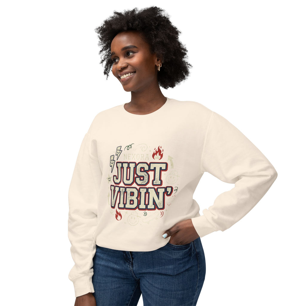 Just Vibin' Crewneck Sweatshirt — Retro Graphic Cozy Pullover