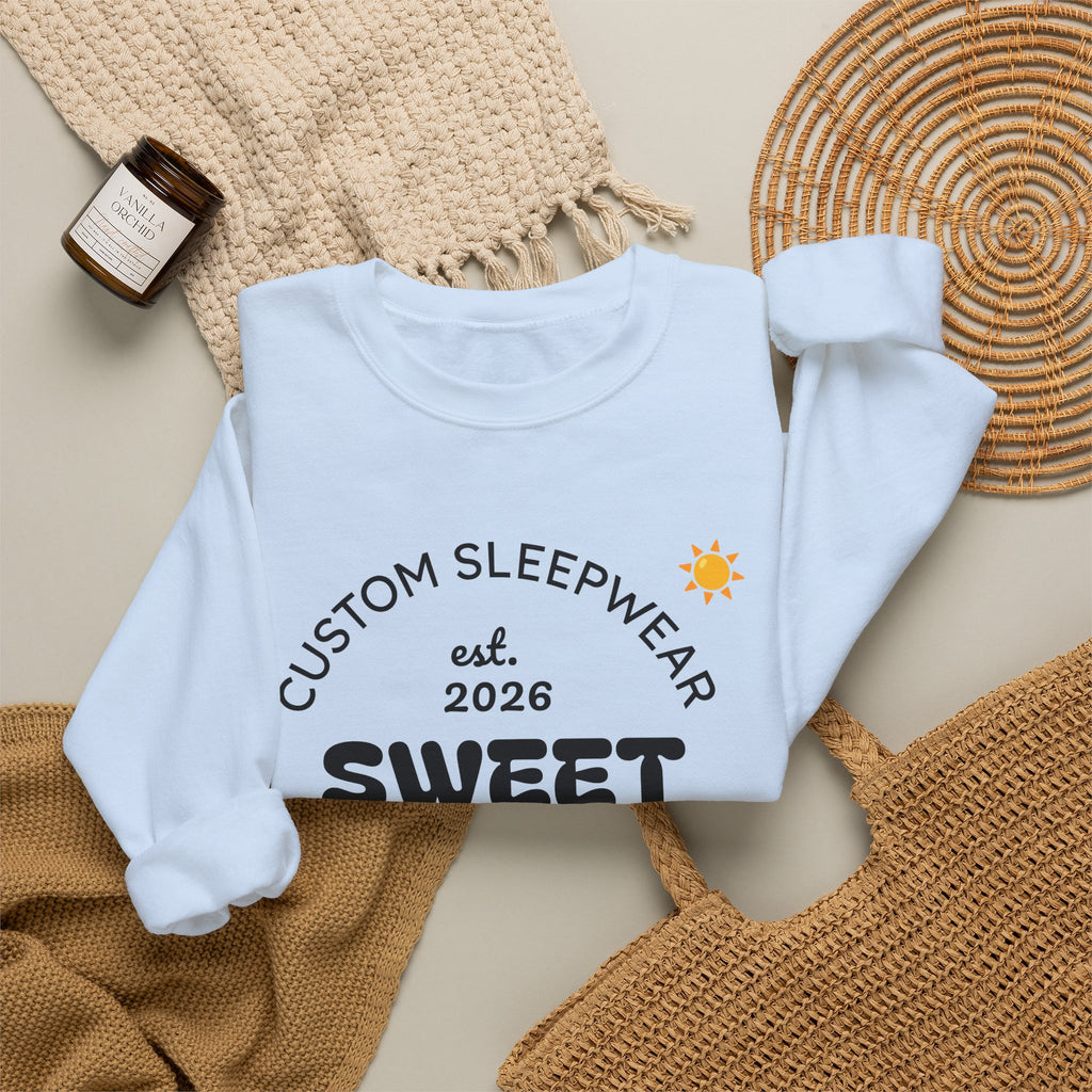 Sweet Dreams graphic Crewneck Sweatshirt | Custom Sleepwear logo, cherries