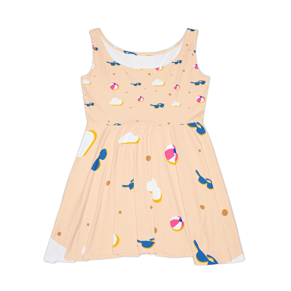 Skater Dress - Peach Beach Print with Sunglasses & Beach Balls