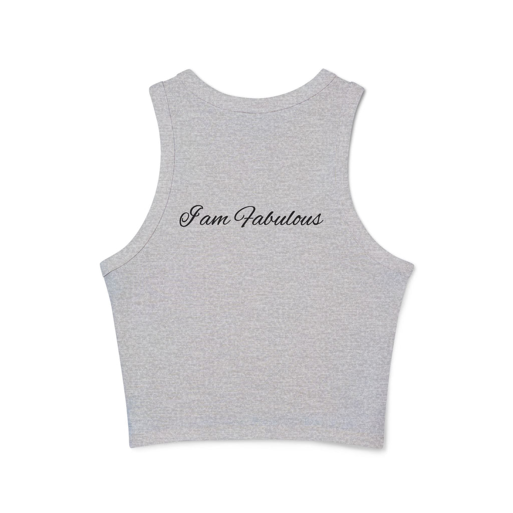 Racer Tank Top — Geometric Wolf Crest Front + “I am Fabulous” Script Back