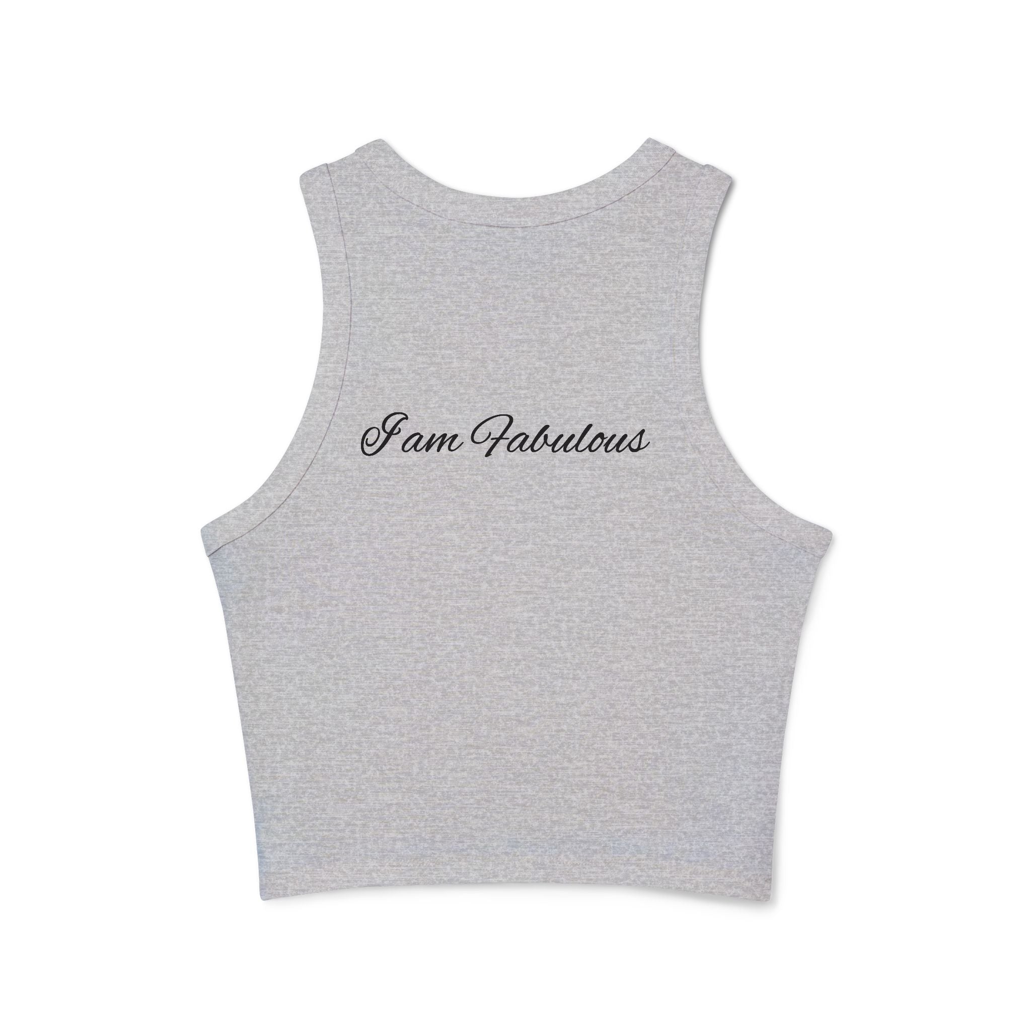 Racer Tank Top — Geometric Wolf Crest Front + “I am Fabulous” Script Back