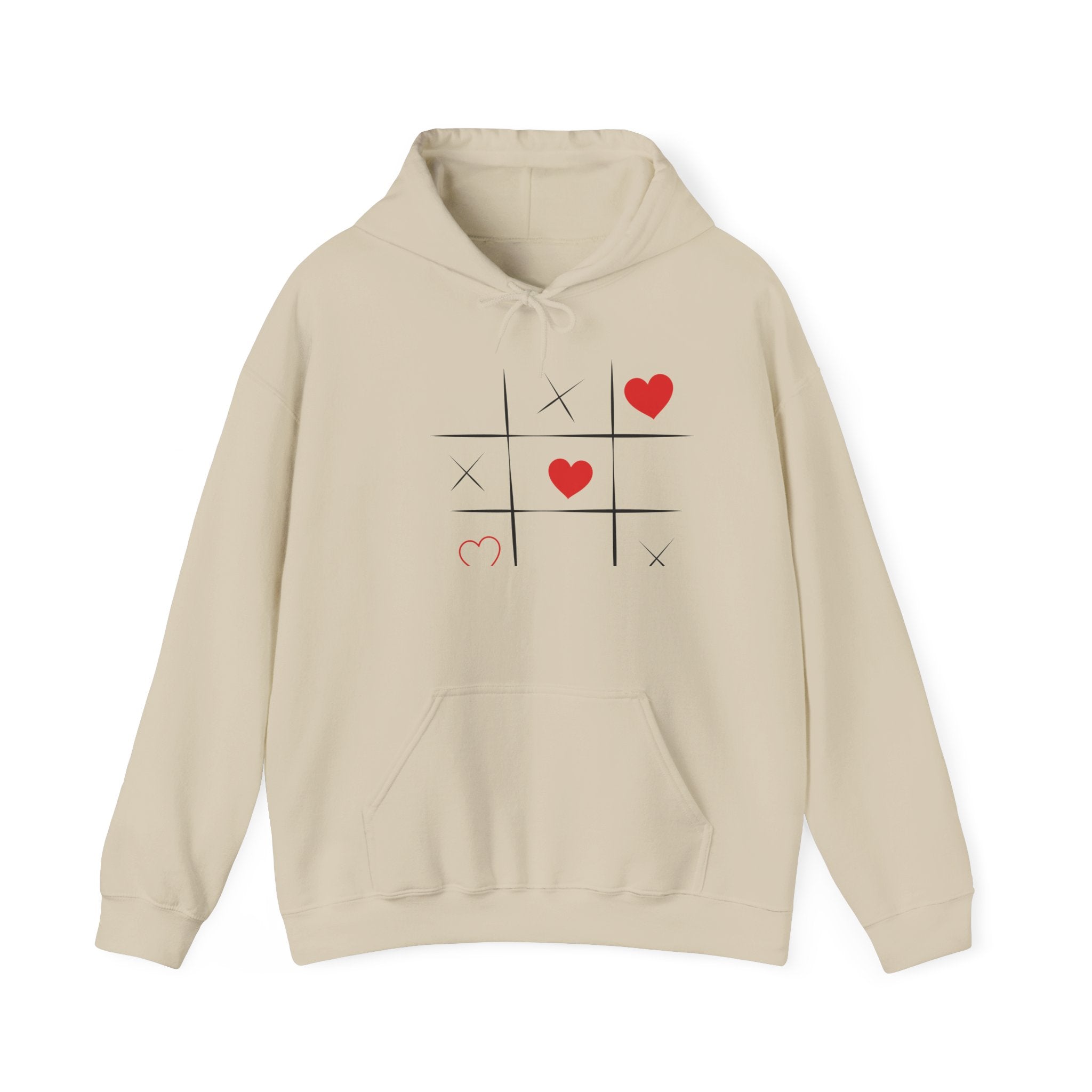 Heart Tic-Tac-Toe Hoodie — Cute Minimal Valentine’s Sweatshirt