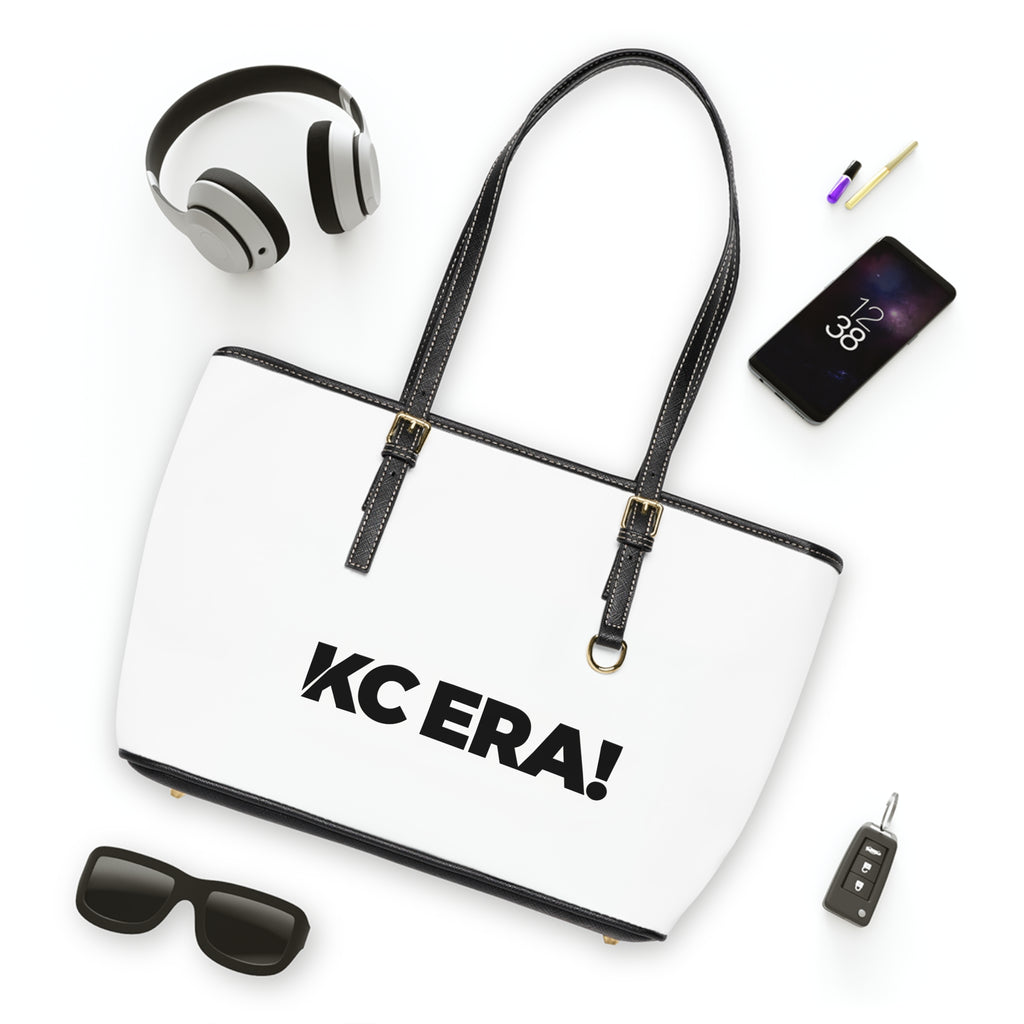 KC ERA! PU Leather Shoulder Bag — Bold White Tote for Everyday Use