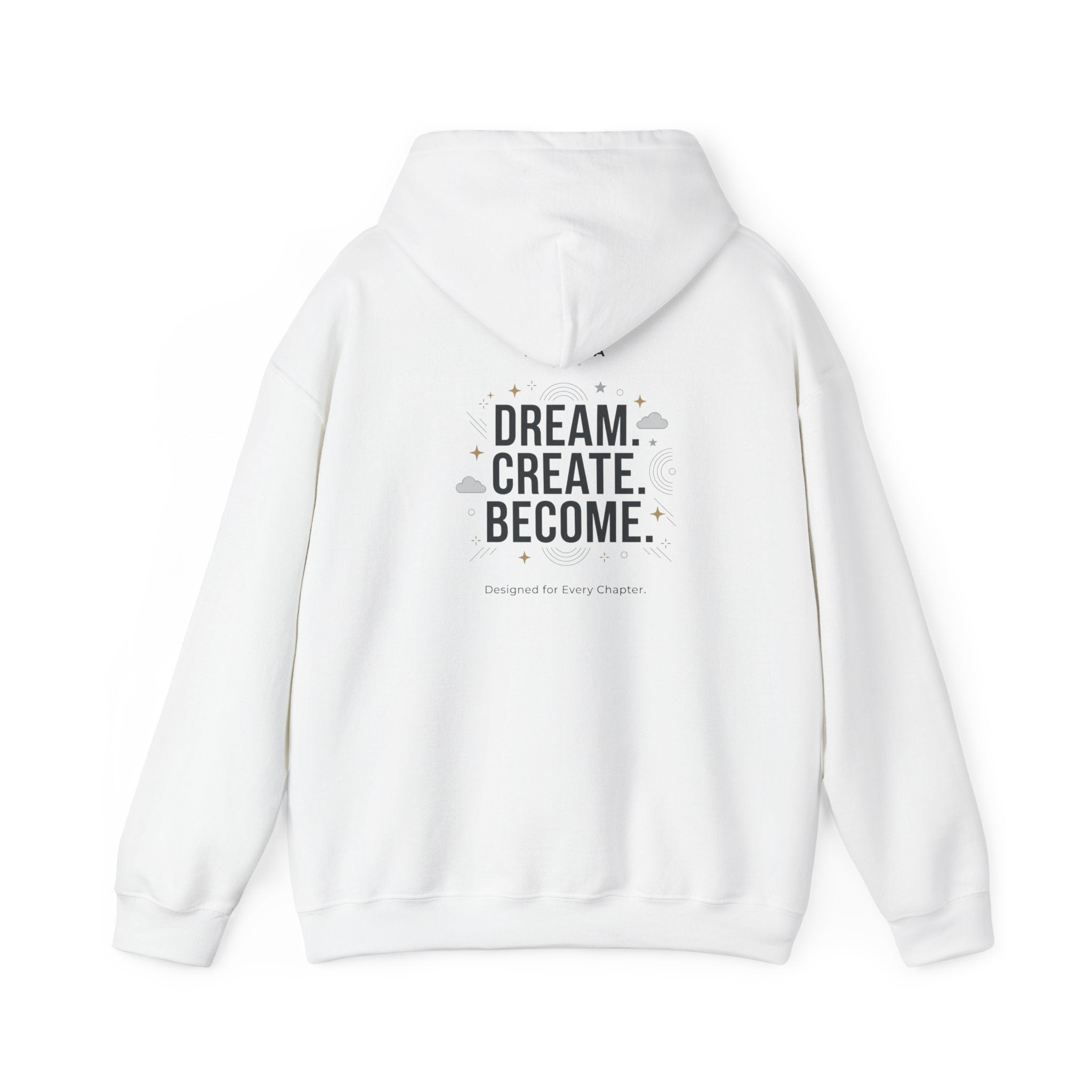 Hoodie — "Status: Unbothered" Front + "Dream. Create. Become." Back Graphic Hoodie