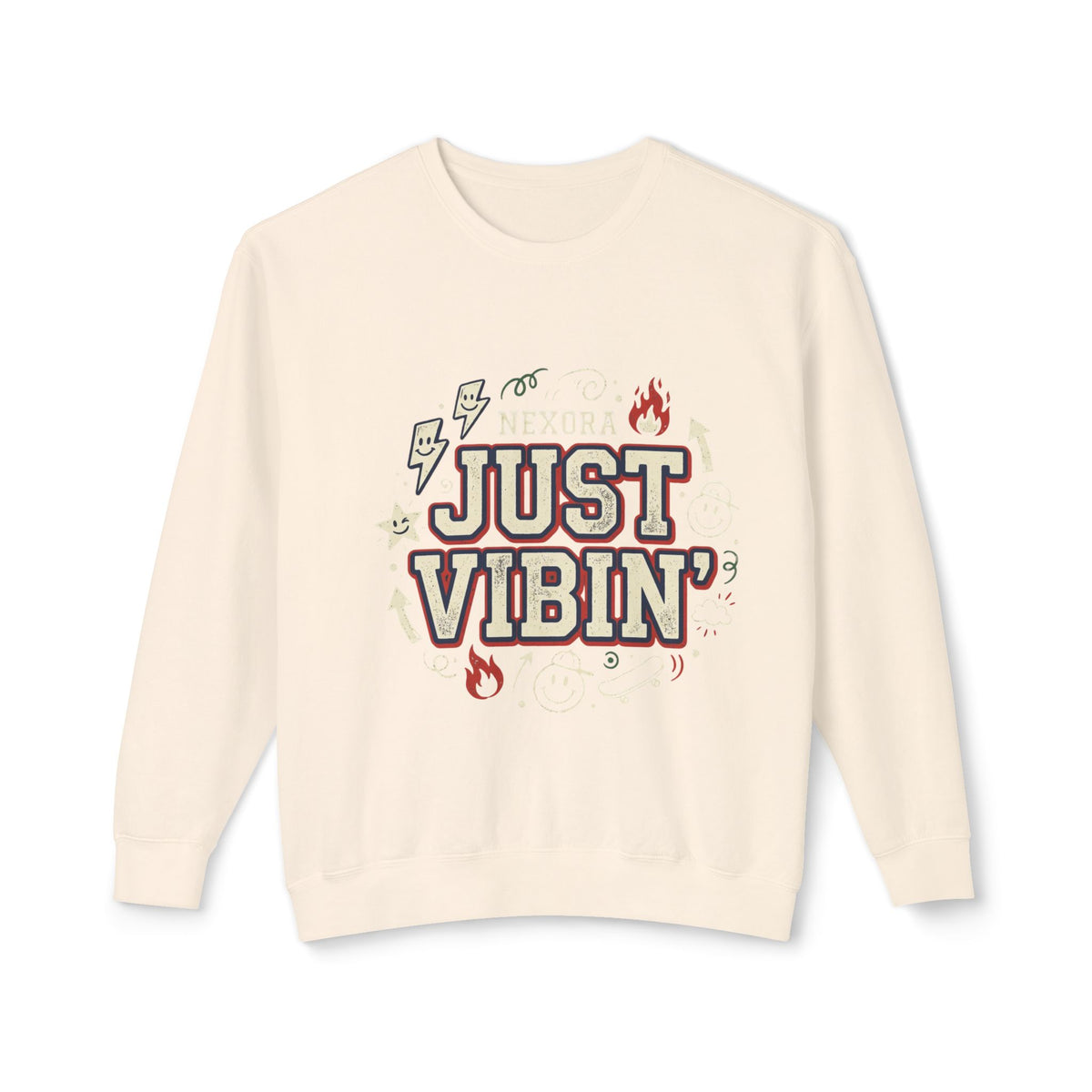 Just Vibin' Crewneck Sweatshirt — Retro Graphic Cozy Pullover
