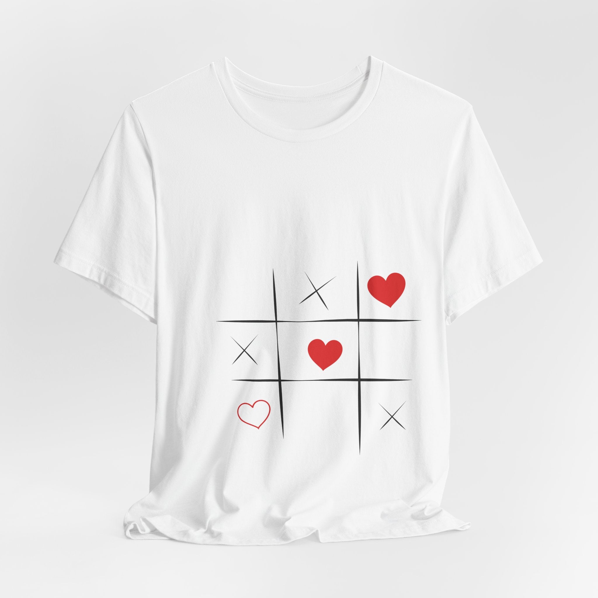 Tic-Tac-Love Tee — Minimal Heart Tic-Tac-Toe Valentine's T-Shirt