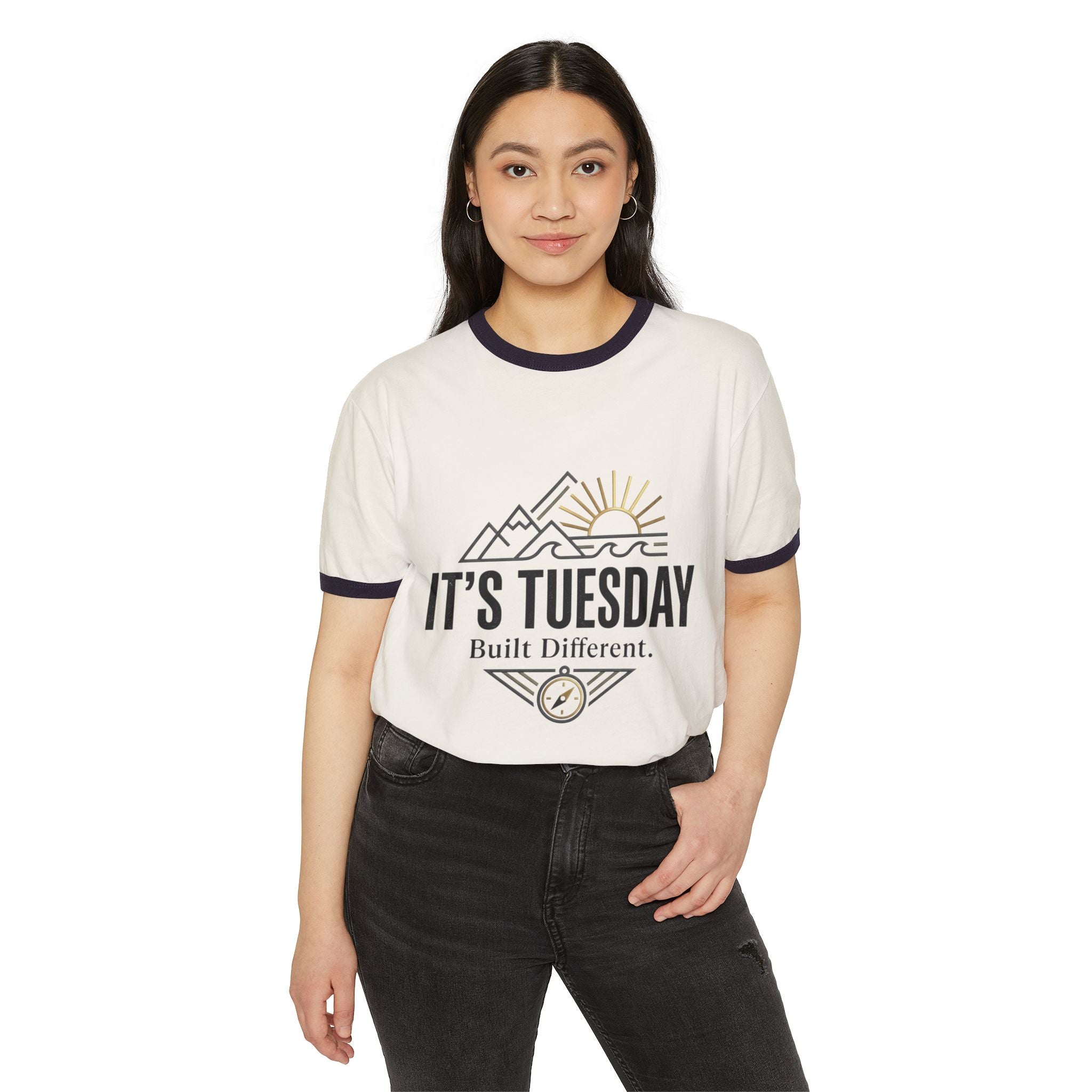 It's Tuesday Ringer T-Shirt — Built Different Retro Mountain Graphic