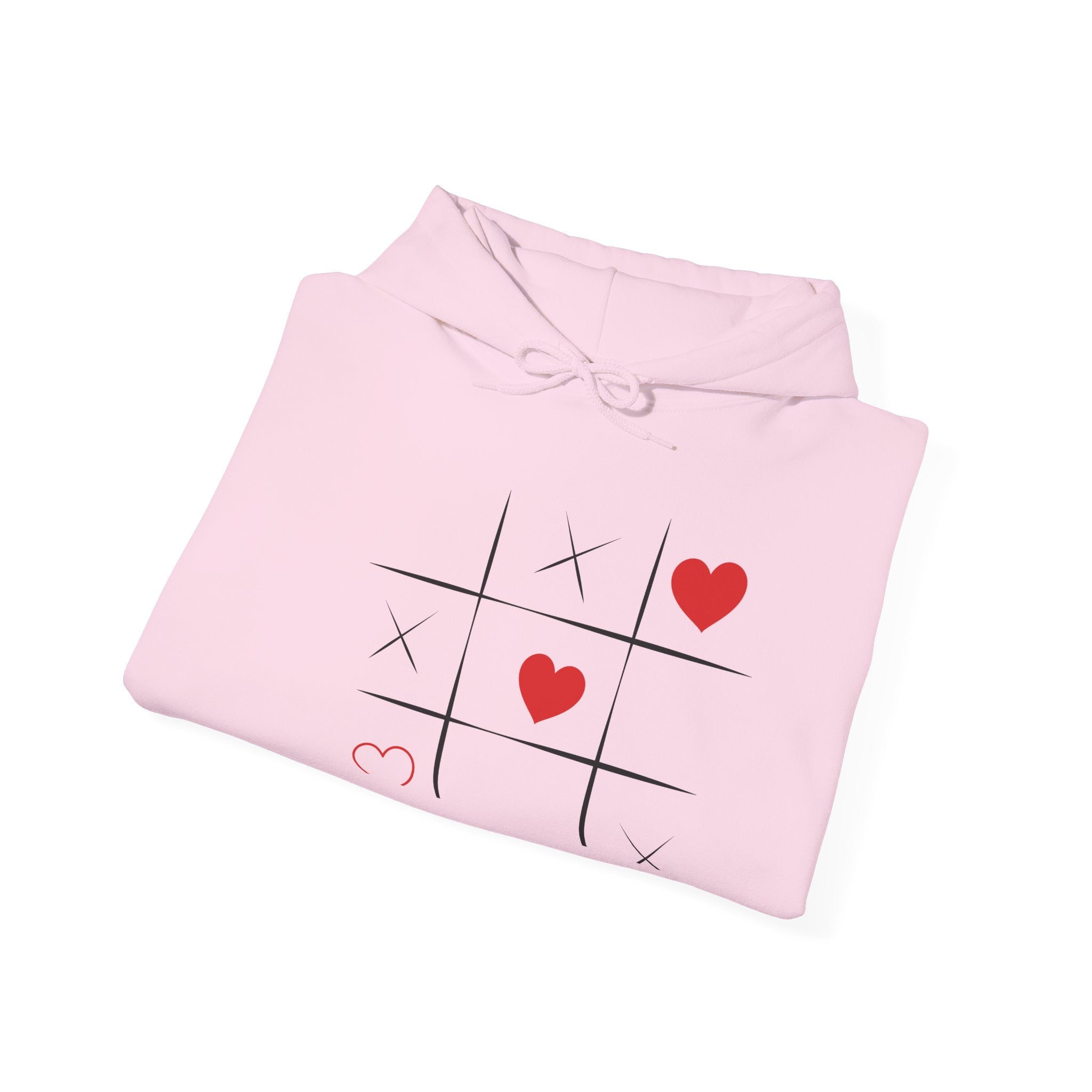 Heart Tic-Tac-Toe Hoodie — Cute Cherry Sleeve Graphic Hoodie