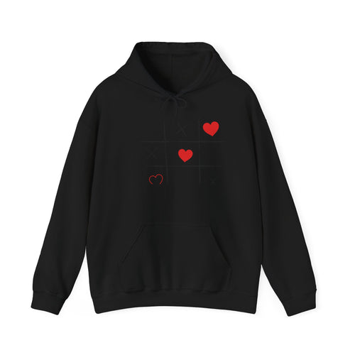 Heart Tic-Tac-Toe Hoodie — Cute Minimal Valentine’s Sweatshirt