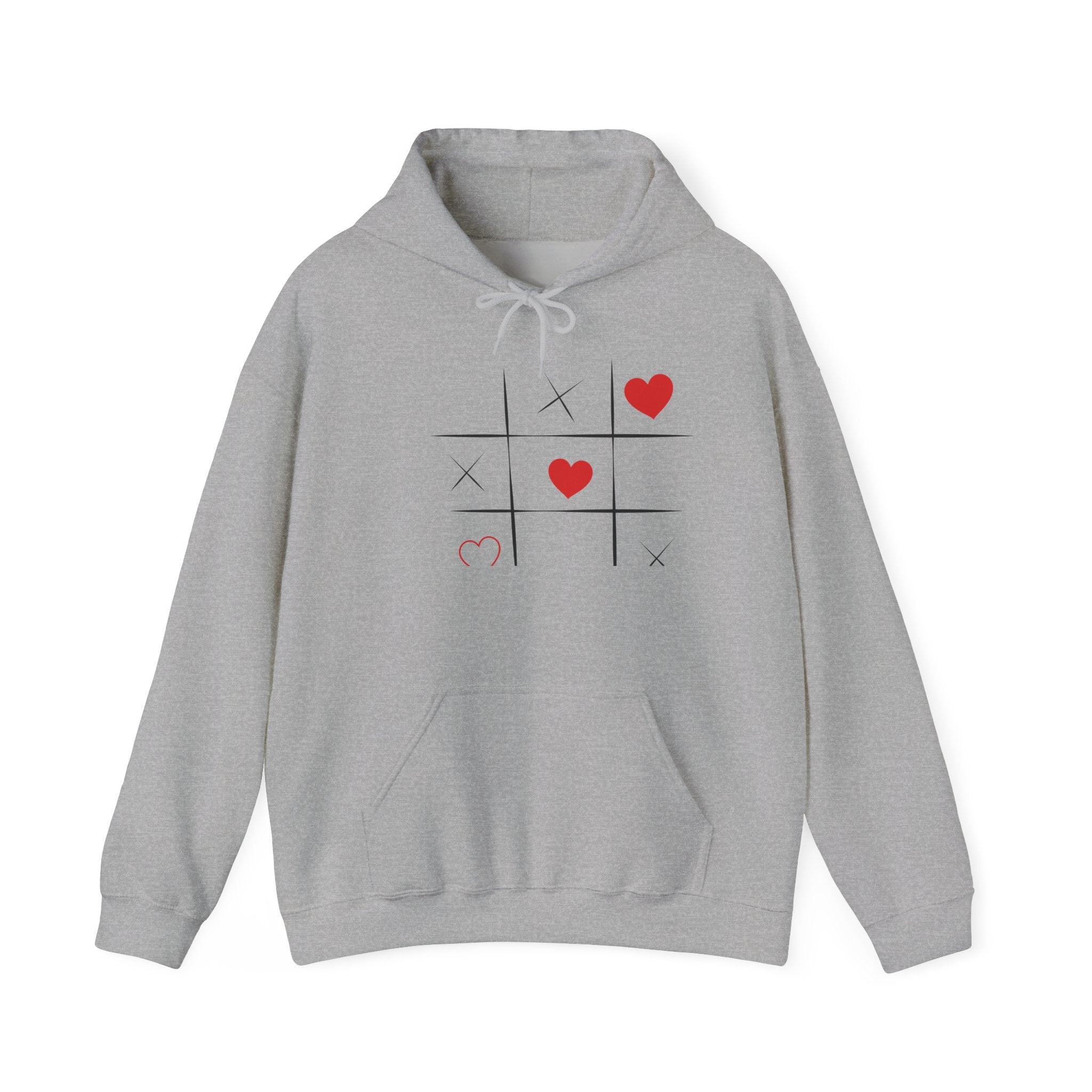 Heart Tic-Tac-Toe Hoodie — Cute Minimal Valentine’s Sweatshirt