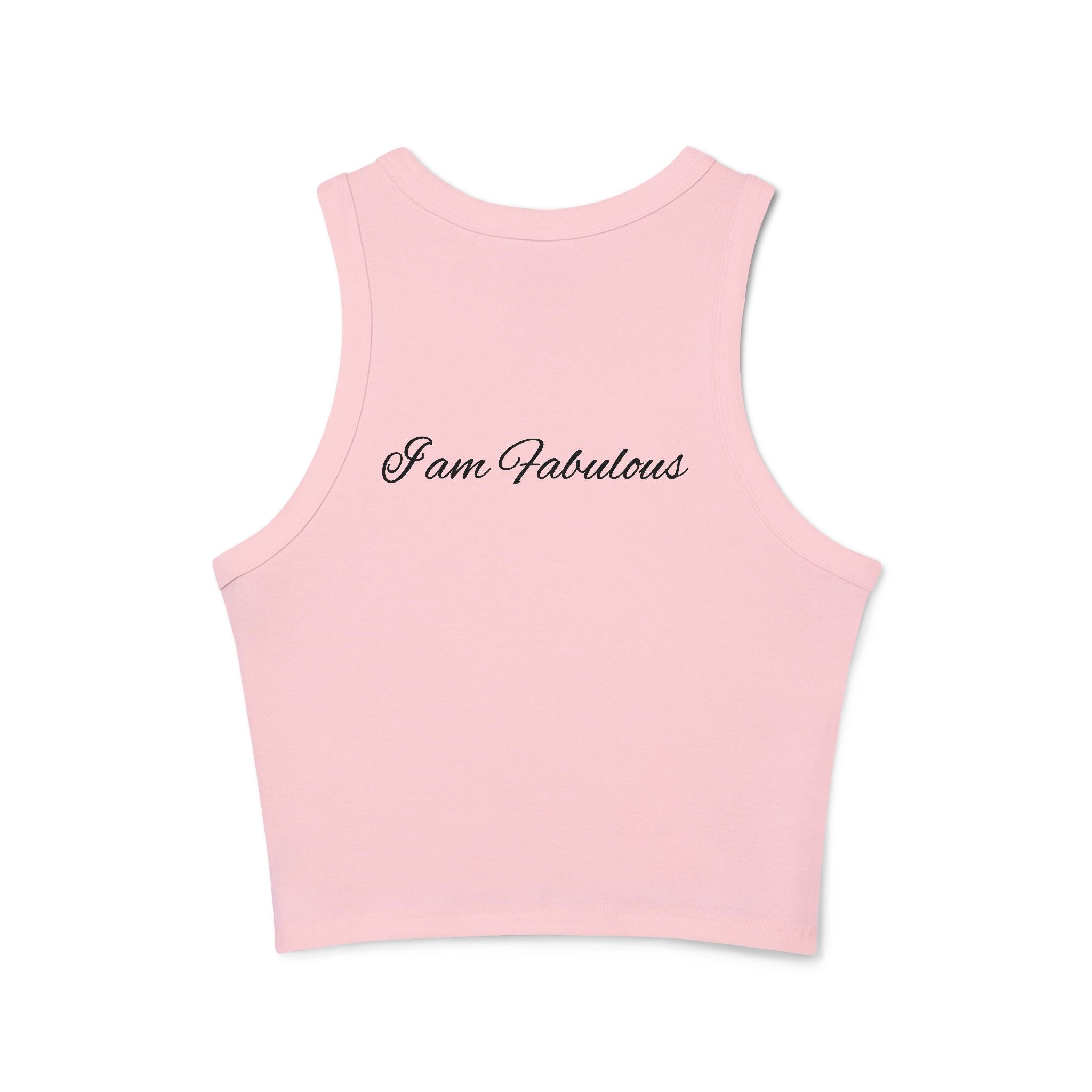Racer Tank Top — Geometric Wolf Crest Front + “I am Fabulous” Script Back