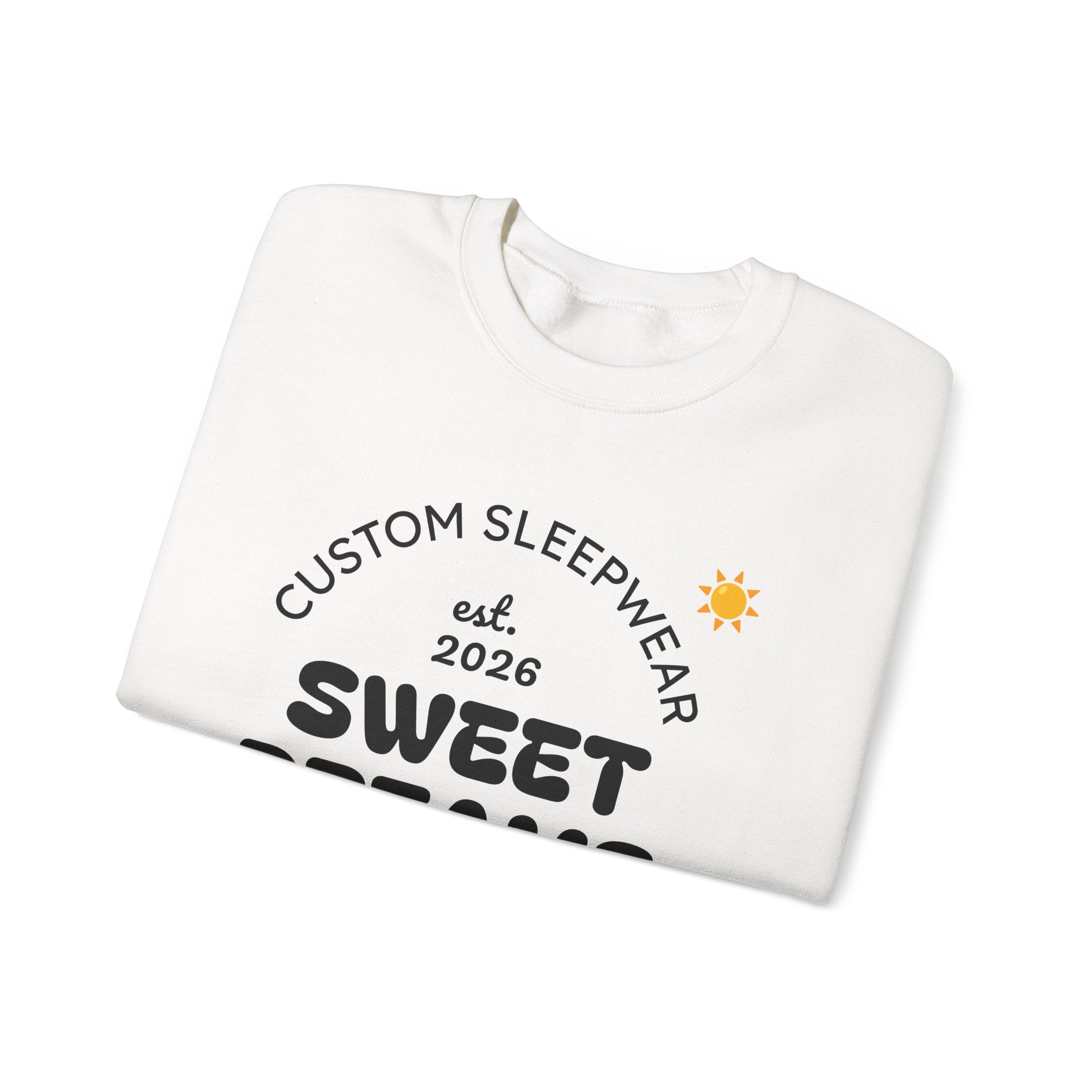 Sweet Dreams graphic Crewneck Sweatshirt | Custom Sleepwear logo, cherries