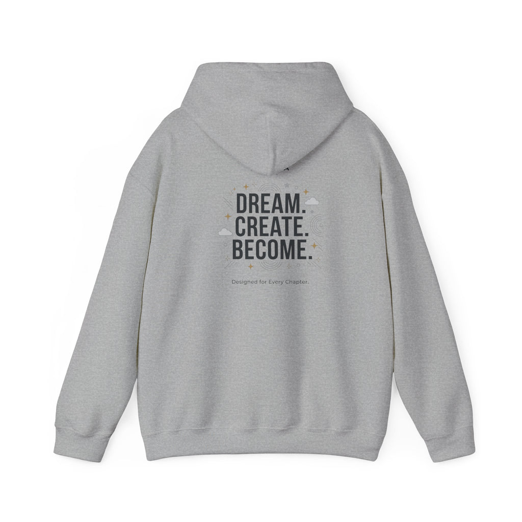 Hoodie — "Status: Unbothered" Front + "Dream. Create. Become." Back Graphic Hoodie