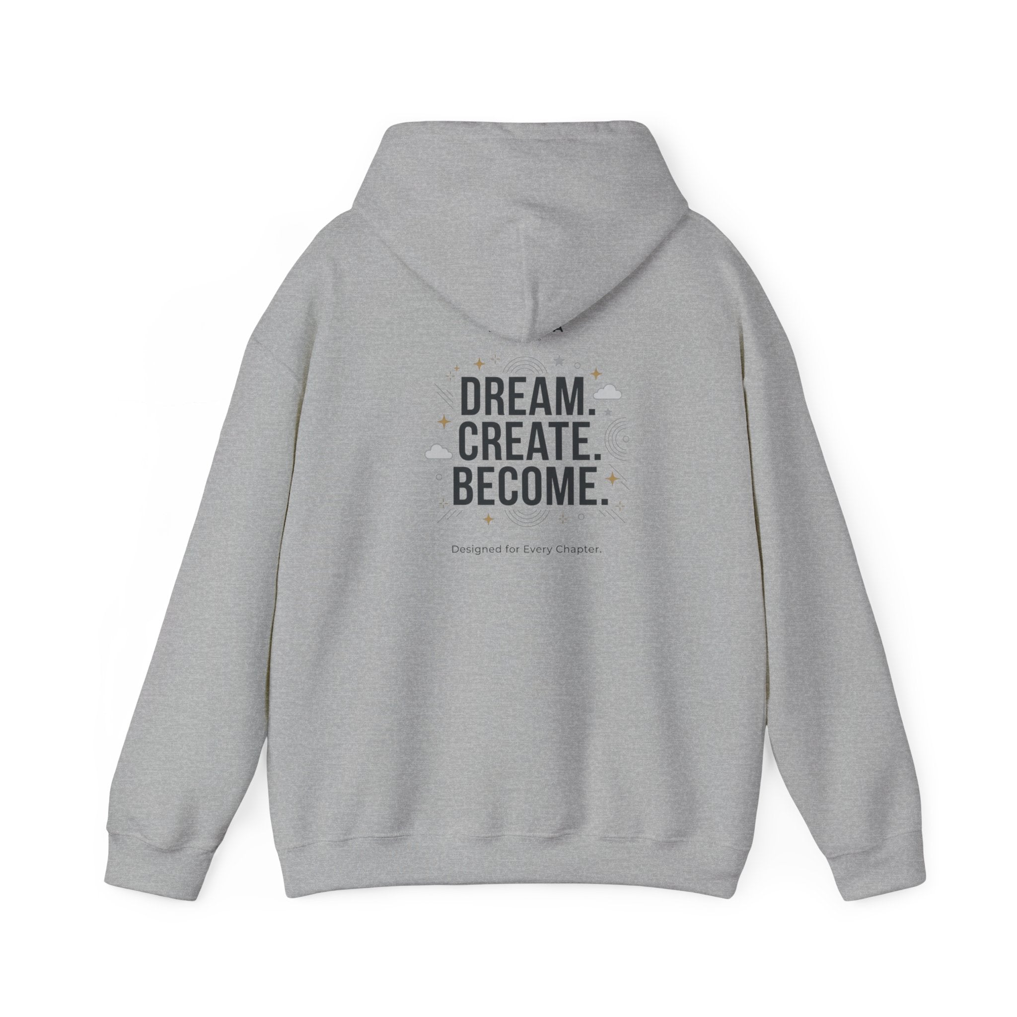 Hoodie — "Status: Unbothered" Front + "Dream. Create. Become." Back Graphic Hoodie