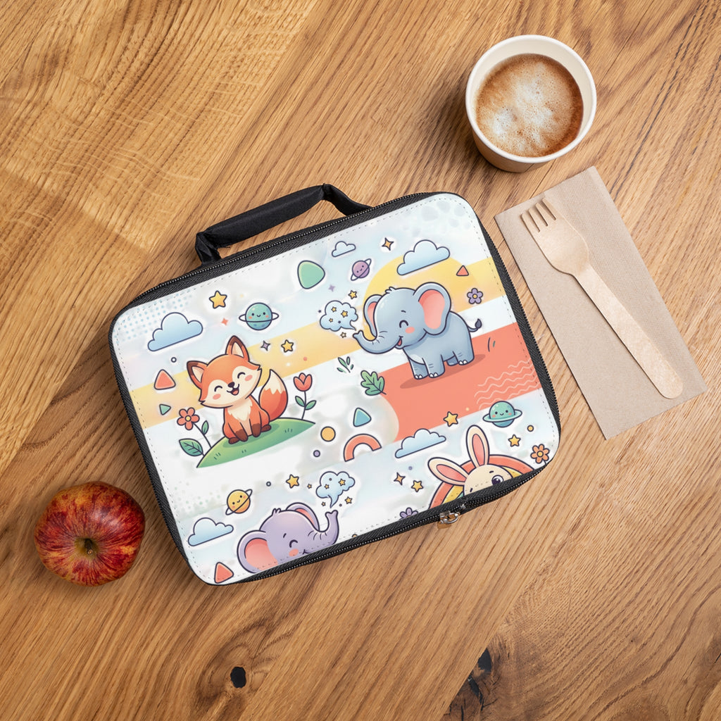 Cute Woodland & Safari Kids Lunch Bag — Fox, Elephant & Bunny Insulated Bento Tote