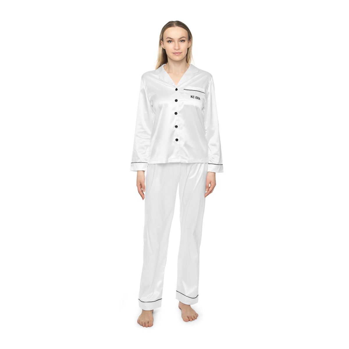Satin Women's Pajama Set — 'Peace Brings You Love' Silk-Look Sleepwear
