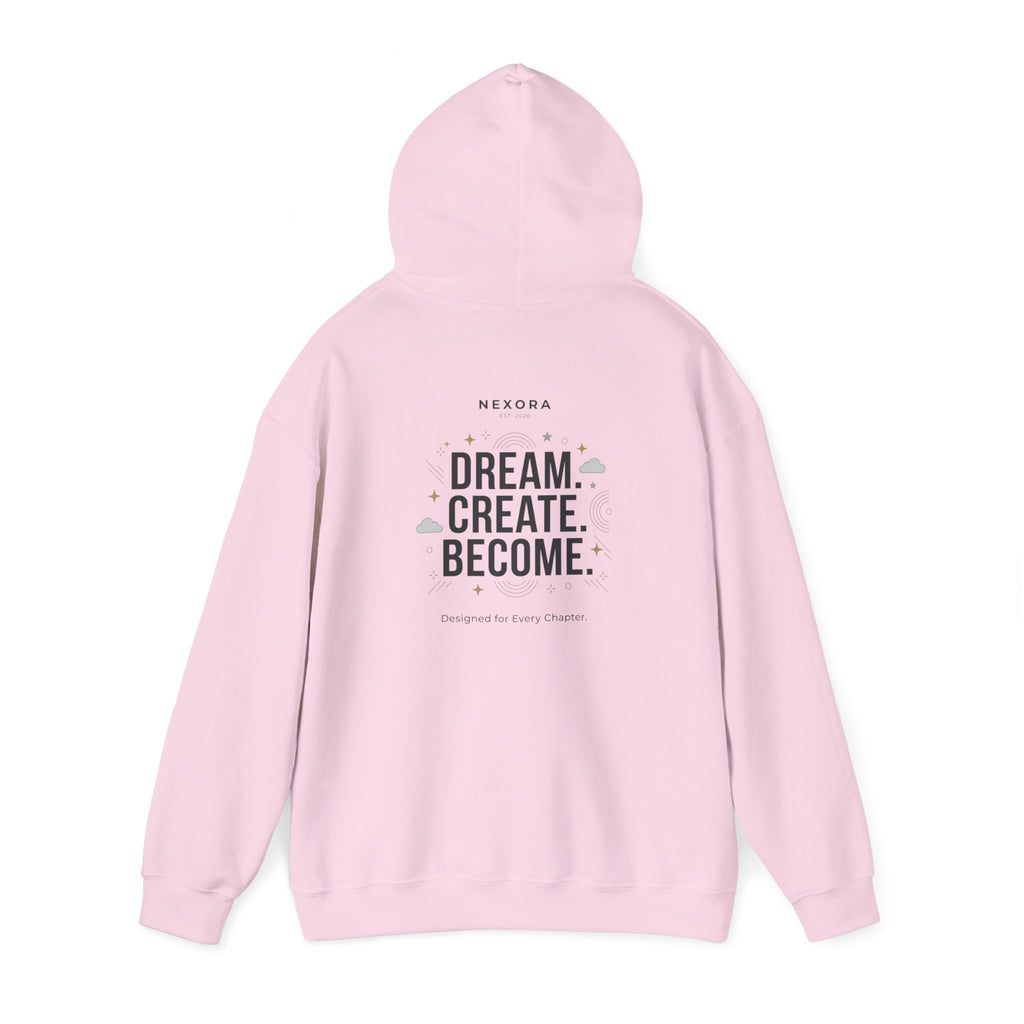 Hoodie — "Status: Unbothered" Front + "Dream. Create. Become." Back Graphic Hoodie