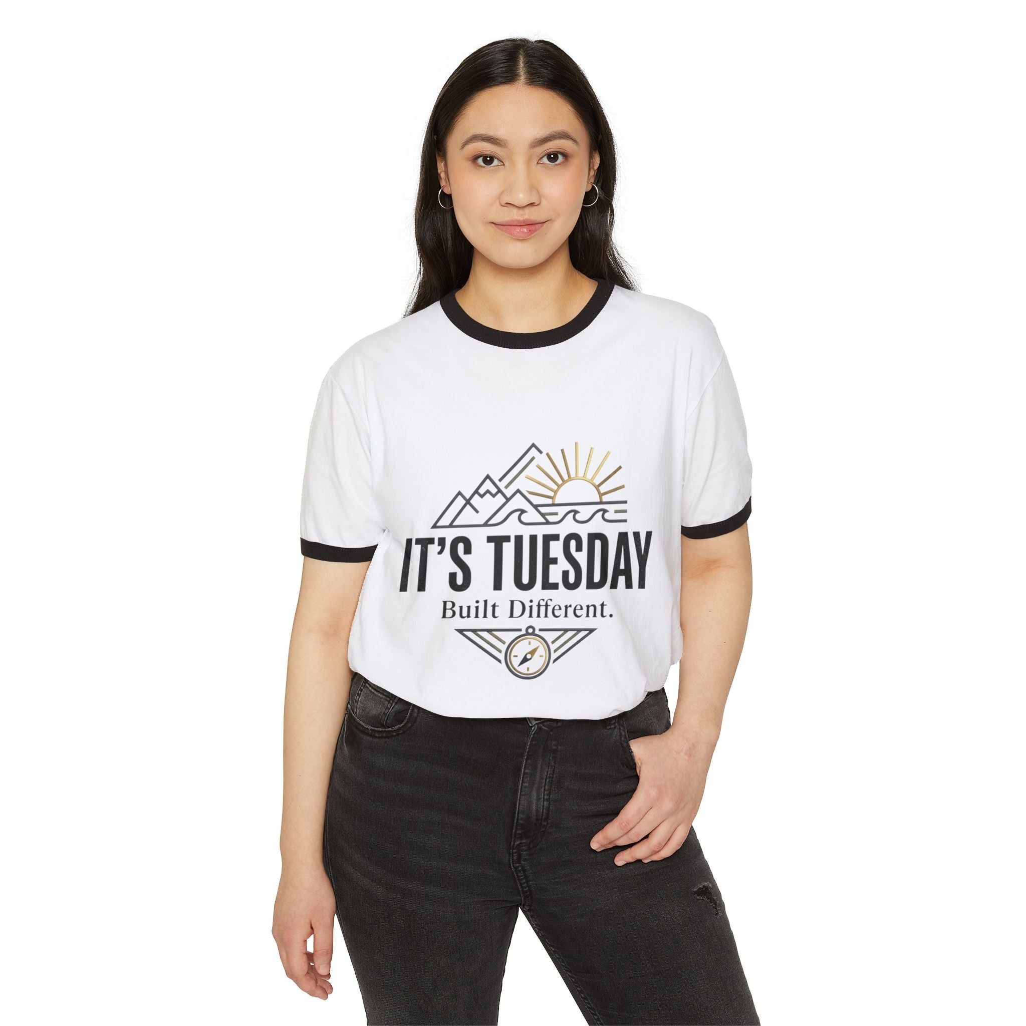 It's Tuesday Ringer T-Shirt — Built Different Retro Mountain Graphic